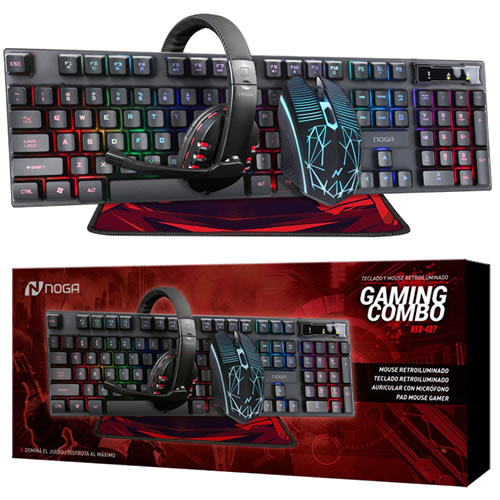 KIT MOUSE TECLADO AURICULAR Y MOUSEPAD NOGANET NKB-407 KIT MOUSE TECLADO AURICULAR Y MOUSEPAD NOGANET NKB-407 - Imagen 1