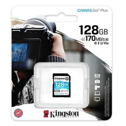 MEMORIA SD KINGSTON CANVAS GO PLUS 128 GB C10 U3 170 MBPS