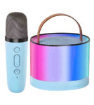 PARLANTE PORTATIL RGB CON MICROFONO K52 CELESTE