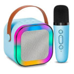 PARLANTE PORTATIL RGB CON 1 MICROFONO K18 CELESTE