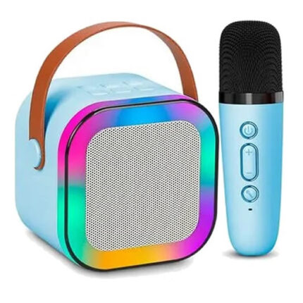 PARLANTE PORTATIL RGB CON 1 MICROFONO K18 CELESTE