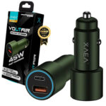 CARGADOR AUTO XAEA VOLTAIR 45W USB-A + USB-C VERDE