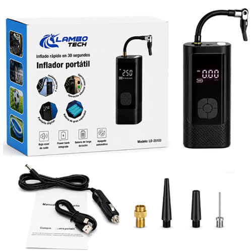 INFLADOR PORTATIL LT-25103 INFLADOR PORTATIL RECARGABLE LAMBOTECH LT-25103 - Imagen 1