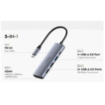 HUB CUDY UH405 USB-C 5 EN 1 - Imagen 2