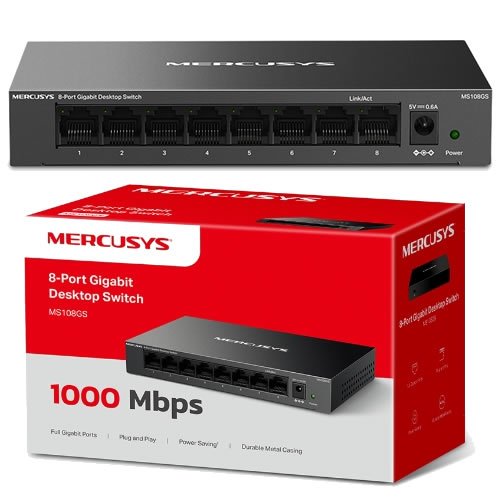 SWITCH MERCUSYS MS108GS GIGABIT METALICO SWITCH MERCUSYS MS108GS GIGABIT METALICO - Imagen 1