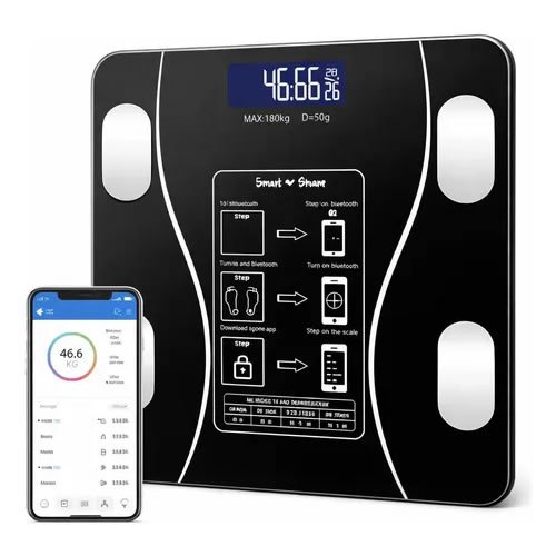 BALANZA PERSONAL BLUETOOTH MELECH NEGRA BALANZA PERSONAL BLUETOOTH MELECH NEGRA - Imagen 1